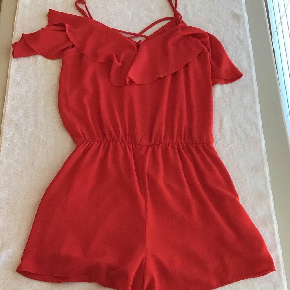 B. Smart Red Ruffled Jumpsuit - Picture 2 of 5